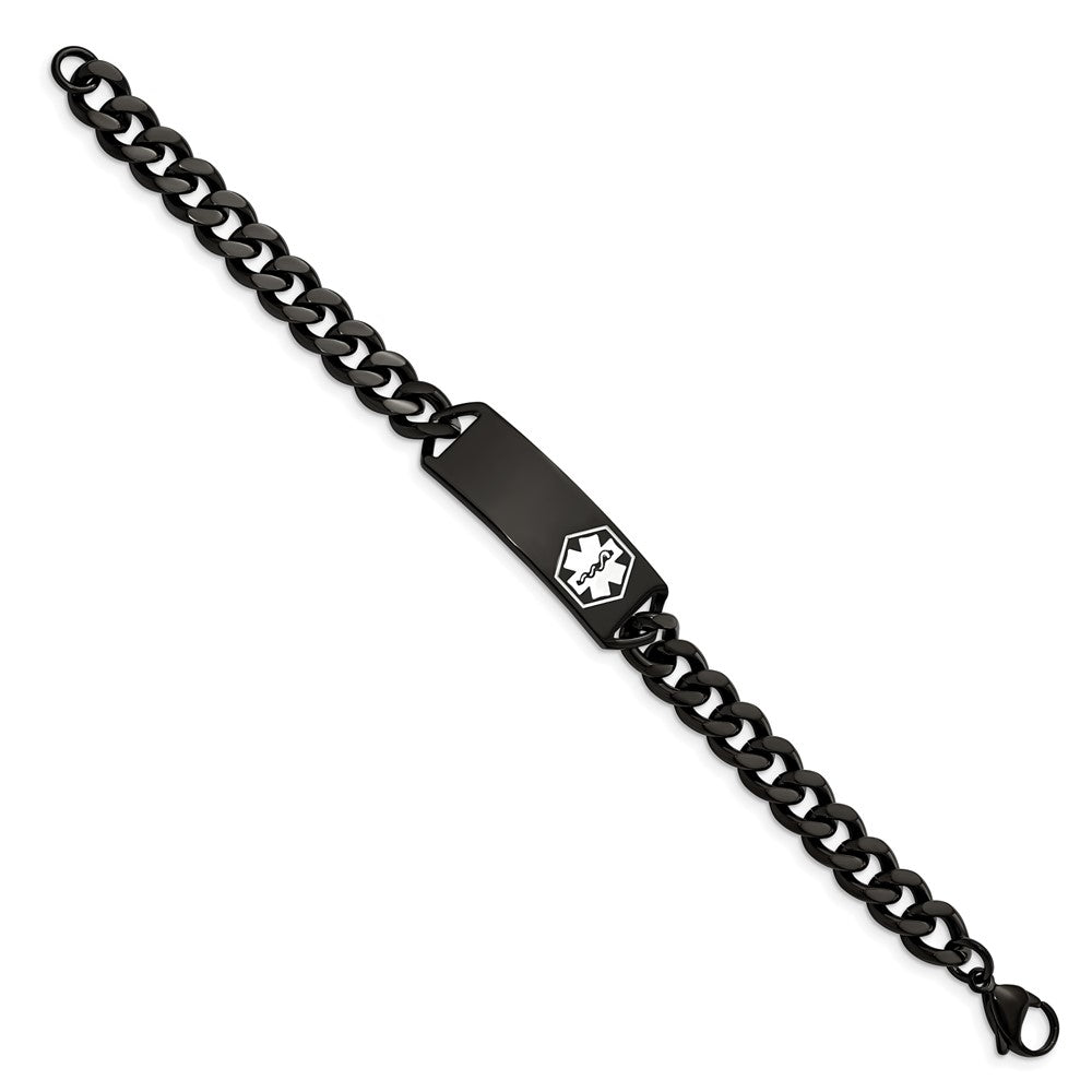 FJC Finejewelers Stainless Steel Medical Black IP White Enamel Medical ID Bracelet 8 Inches x 13.03 mm