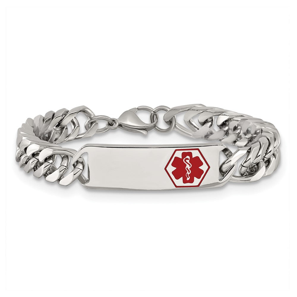 FJC Finejewelers Stainless Steel Polished with Red Enamel Medical ID Bracelet 8.5 Inches x 10.08 mm
