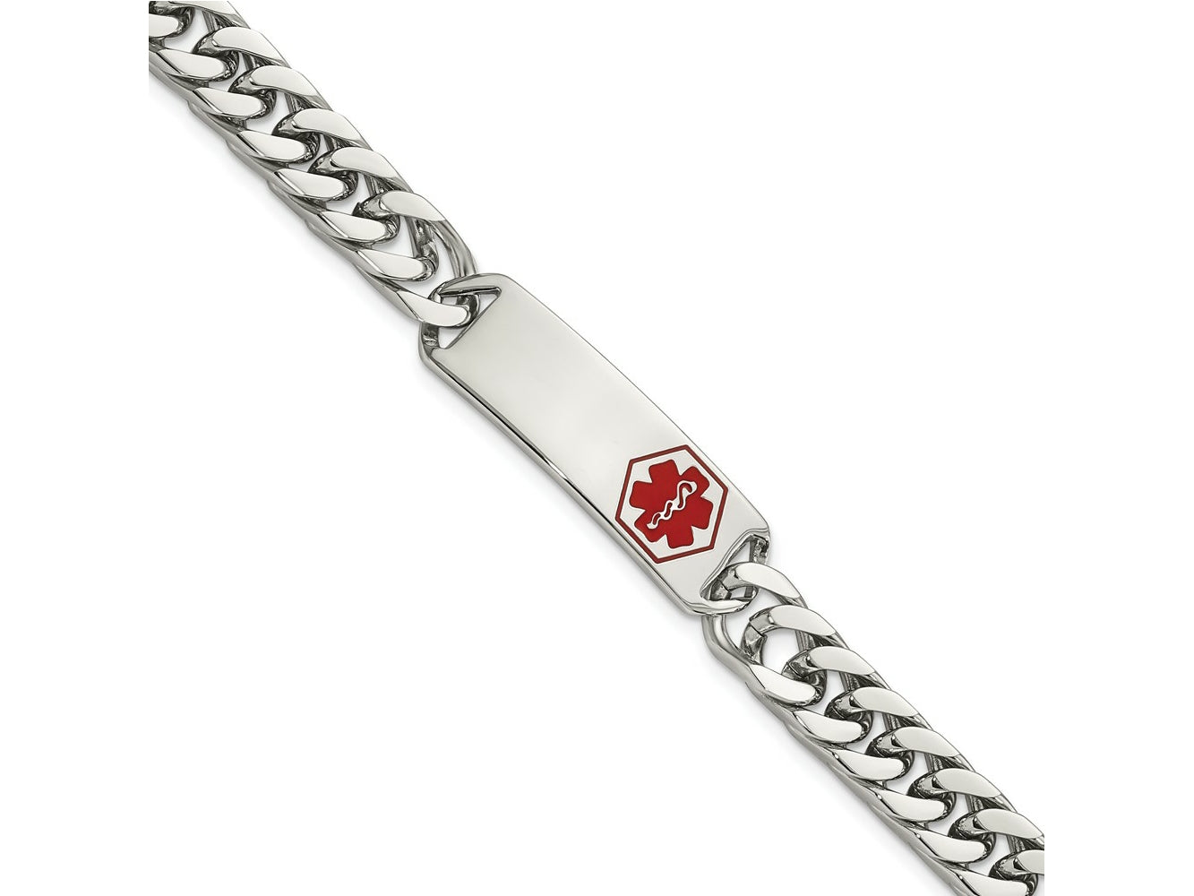 FJC Finejewelers Stainless Steel Polished with Red Enamel Medical ID Bracelet 8.5 Inches x 10.08 mm