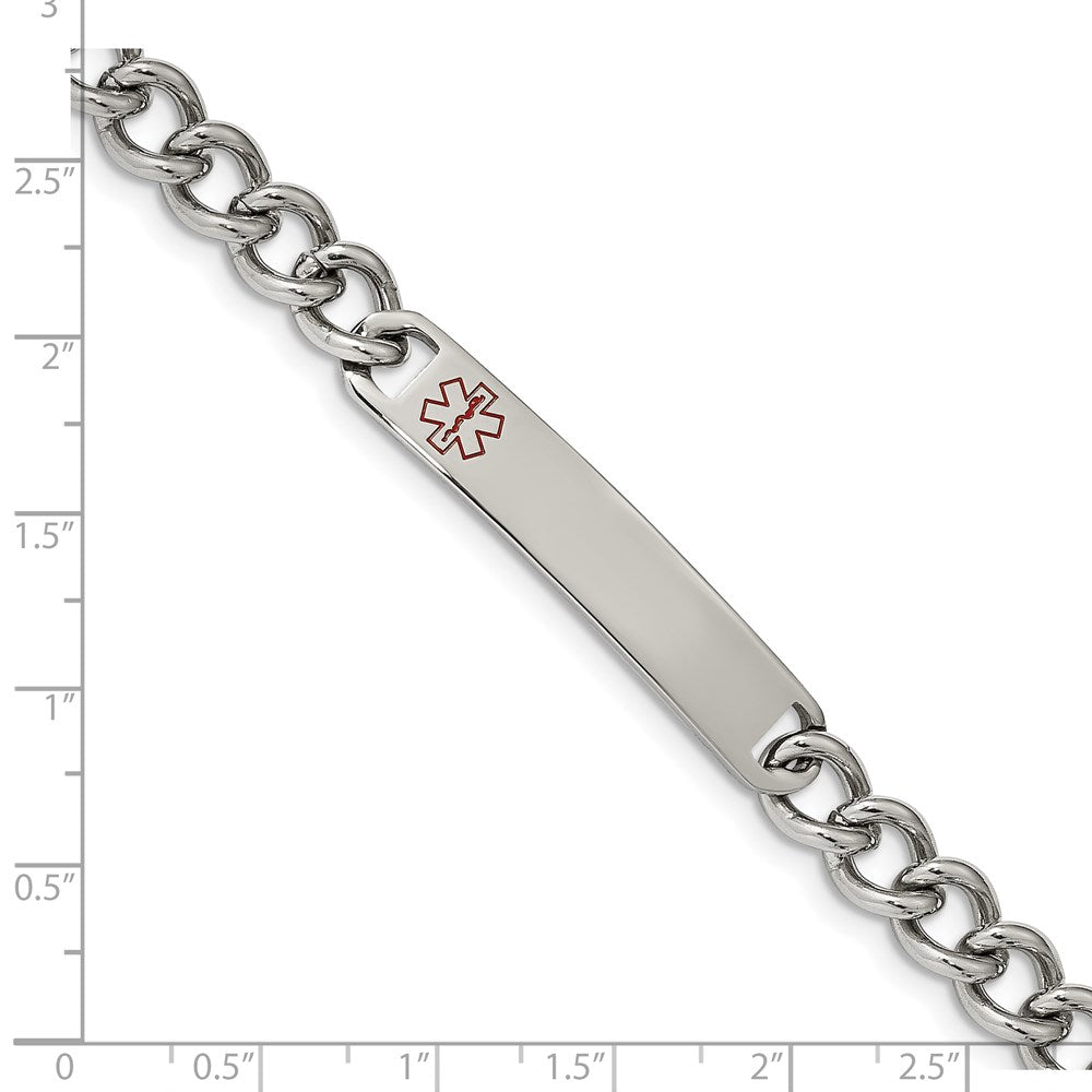 FJC Finejewelers Stainless Steel Curb Polished with Red Enamel Medical ID Bracelet 8 Inches x 2.73 mm