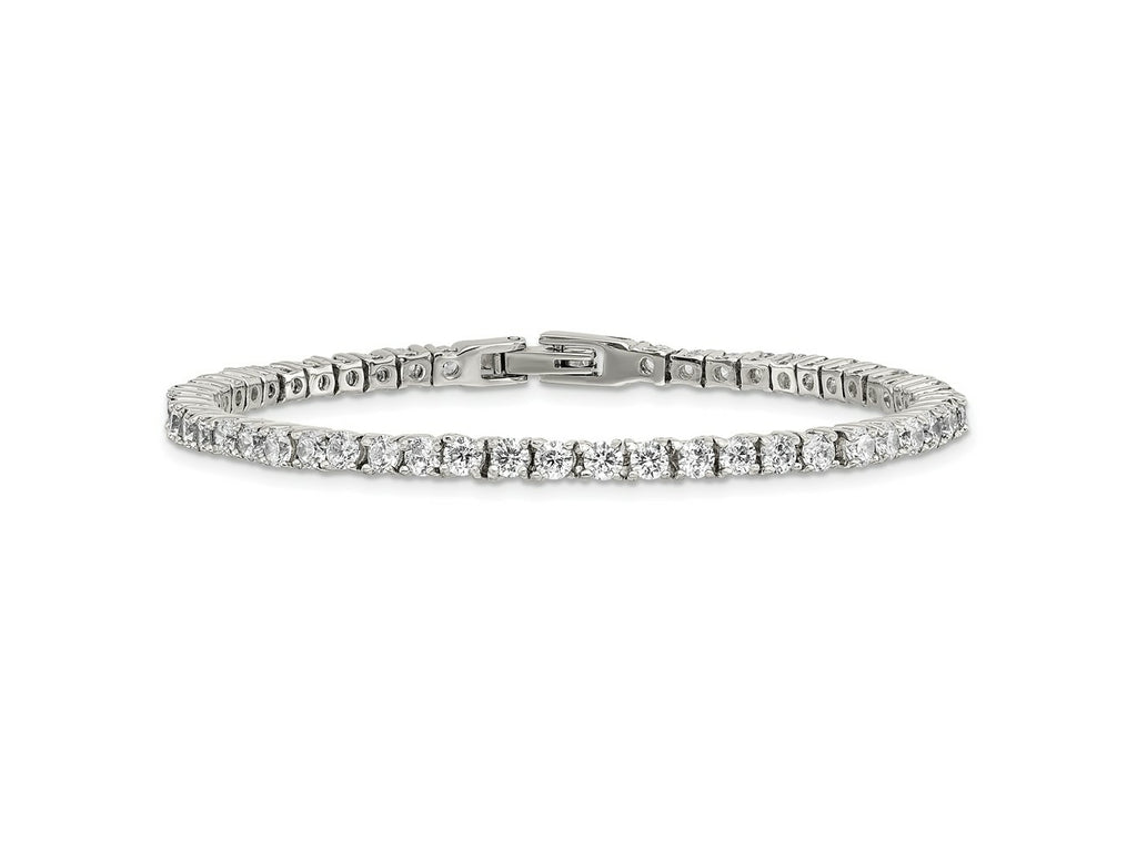 FJC Finejewelers Stainless Steel Link Polished with CZ 7.5in Tennis Bracelet 7.5 Inches x 4 mm