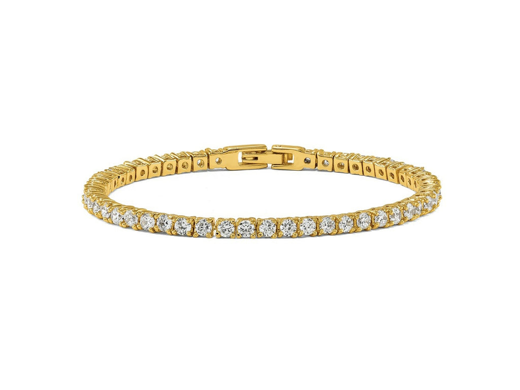 FJC Finejewelers Stainless Steel Link Yellow IP-plated with CZ Tennis Bracelet 7.5 Inches x 4 mm