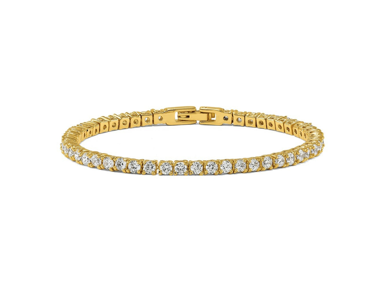 FJC Finejewelers Stainless Steel Link Yellow IP-plated with CZ Tennis Bracelet 7.5 Inches x 4 mm