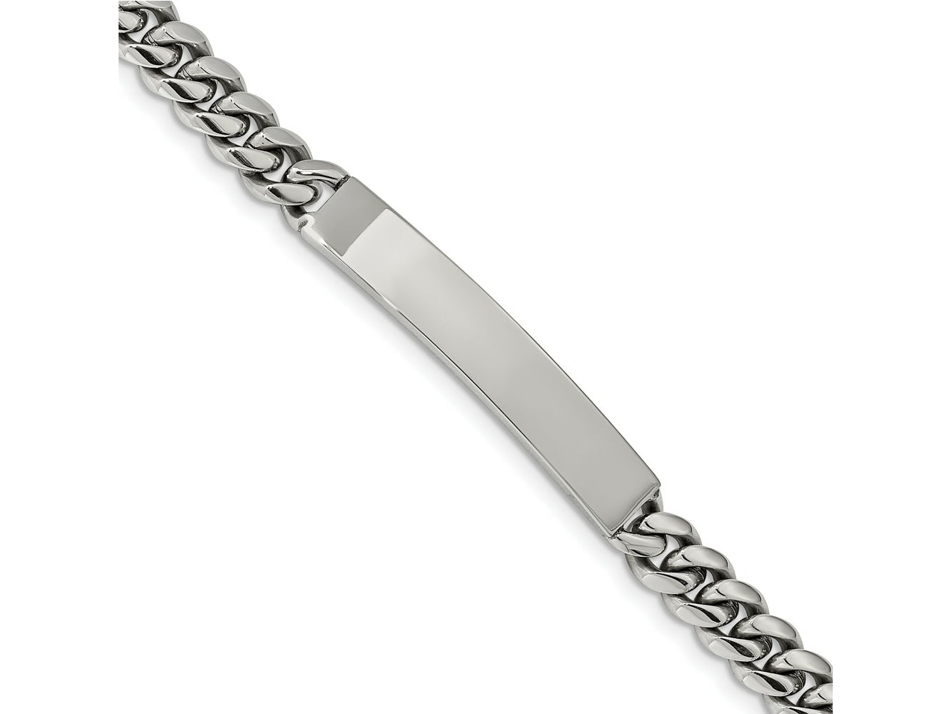 FJC Finejewelers Stainless Steel Curb Polished ID Bracelet 8.25 Inches x 7.94 mm