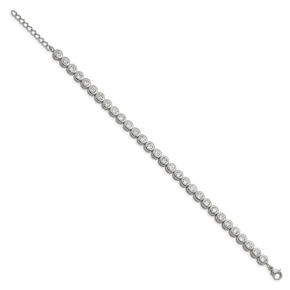 FJC Finejewelers Stainless Steel Link with CZ Tennis Bracelet 7 Inches with 1in ext. x 5.5 mm