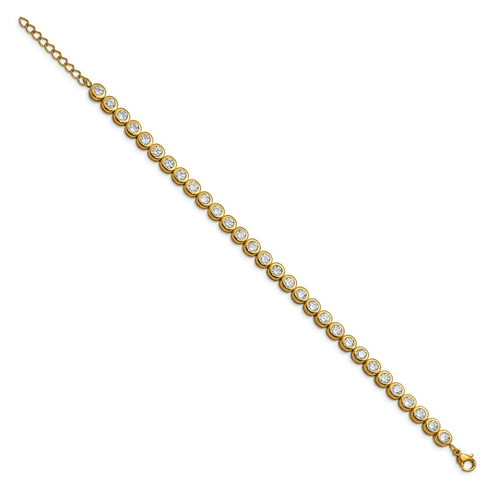 FJC Finejewelers Stainless Steel Link Yellow IP-plated with CZ Bracelet 7 Inches x 5.5 mm
