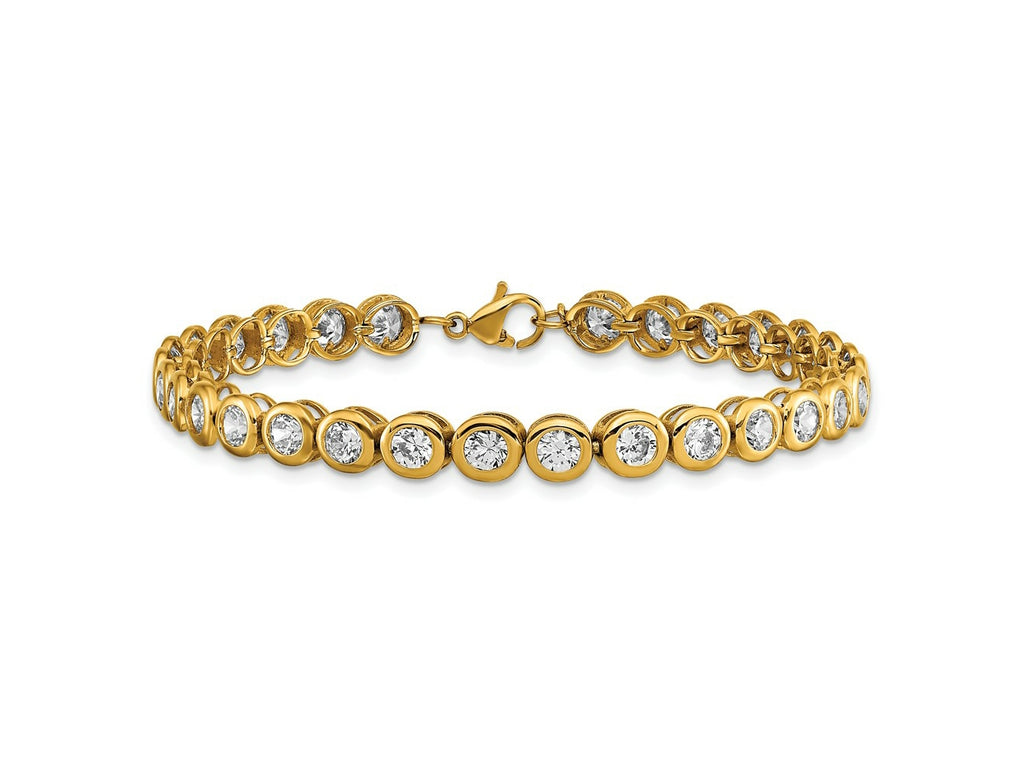 FJC Finejewelers Stainless Steel Link Yellow IP-plated with CZ Bracelet 7 Inches x 5.5 mm