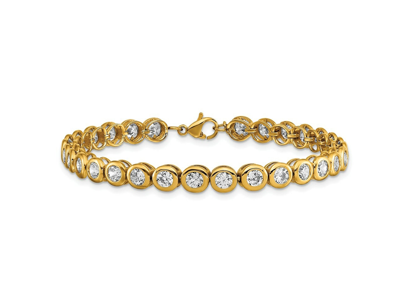 FJC Finejewelers Stainless Steel Link Yellow IP-plated with CZ Bracelet 7 Inches x 5.5 mm