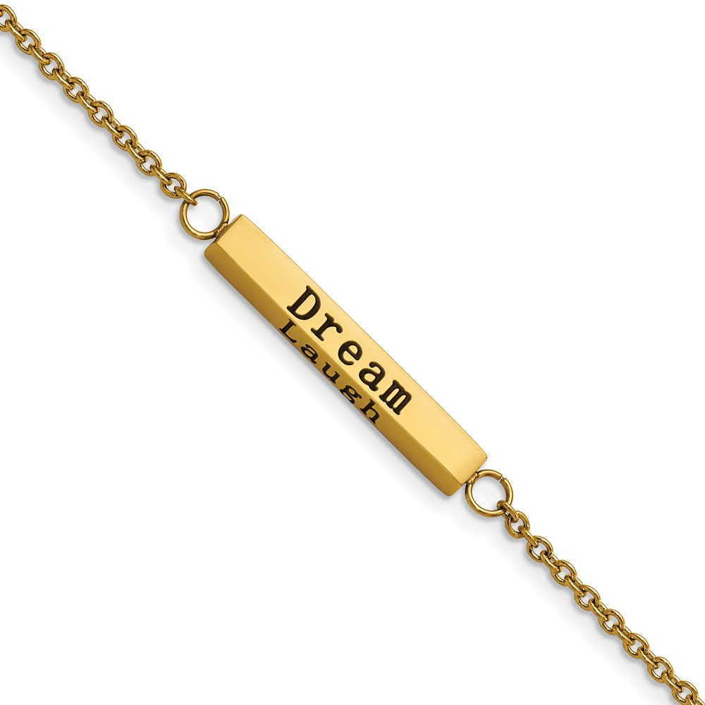 FJC Finejewelers Stainless Steel Fancy Yellow IP CZ Enjoy the Little Things Bracelet 7 Inches x 3.7 mm