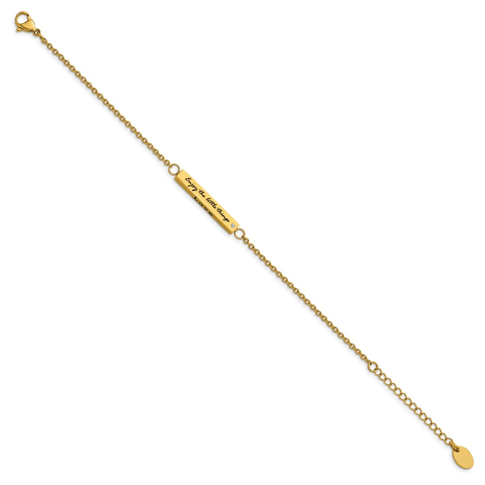 FJC Finejewelers Stainless Steel Fancy Yellow IP CZ Enjoy the Little Things Bracelet 7 Inches x 3.7 mm
