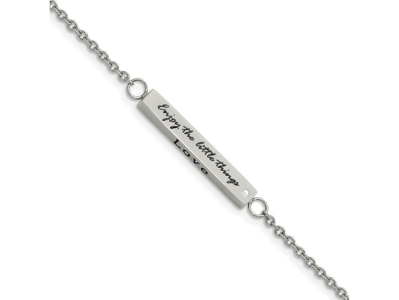 FJC Finejewelers Stainless Steel Cable CZ Enjoy the Little Things with 1.5in ext. Bracelet 7 Inches x 3.7 mm