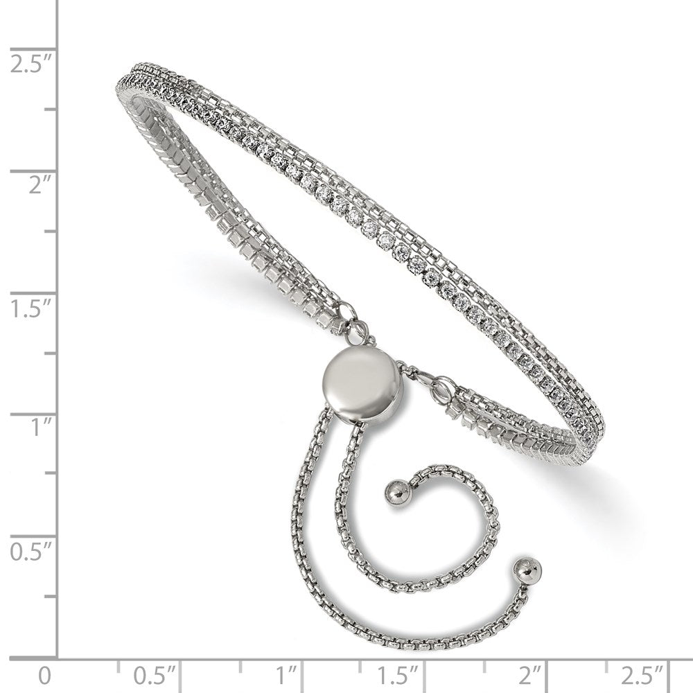FJC Finejewelers Stainless Steel Box Polished with CZ 2 Strand Bracelet Adjustable to 9.5 inch x 3 mm
