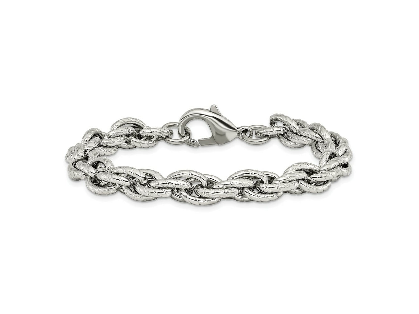 FJC Finejewelers Stainless Steel Polished and Textured Fancy Rope Bracelet 8 Inches x 7.82 mm