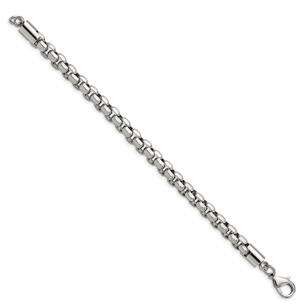 FJC Finejewelers Stainless Steel Box Polished Fancy Rolo Bracelet 8.75 Inches x 8.23 mm