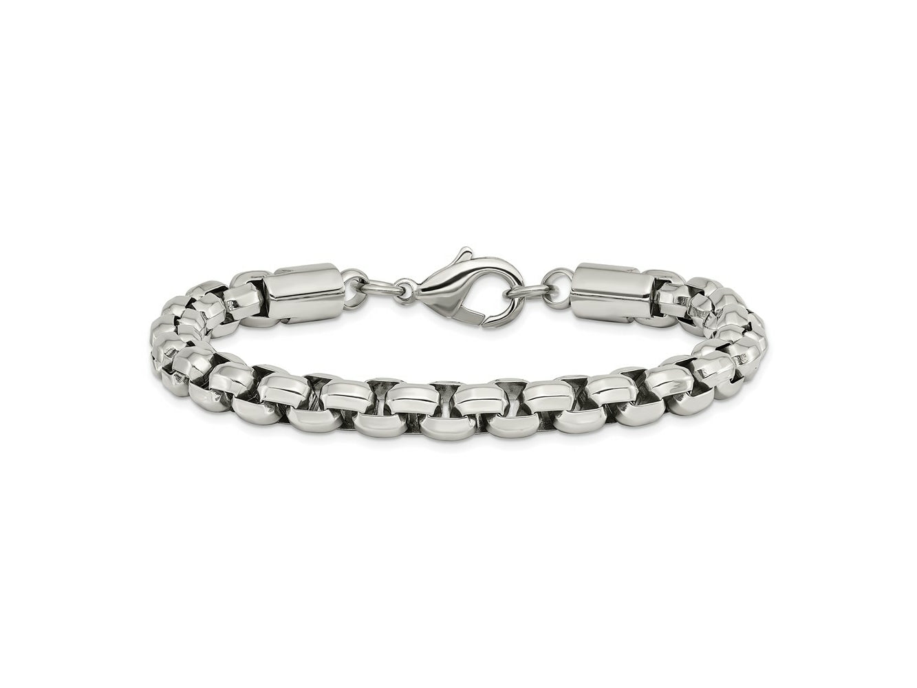 FJC Finejewelers Stainless Steel Box Polished Fancy Rolo Bracelet 8.75 Inches x 8.23 mm