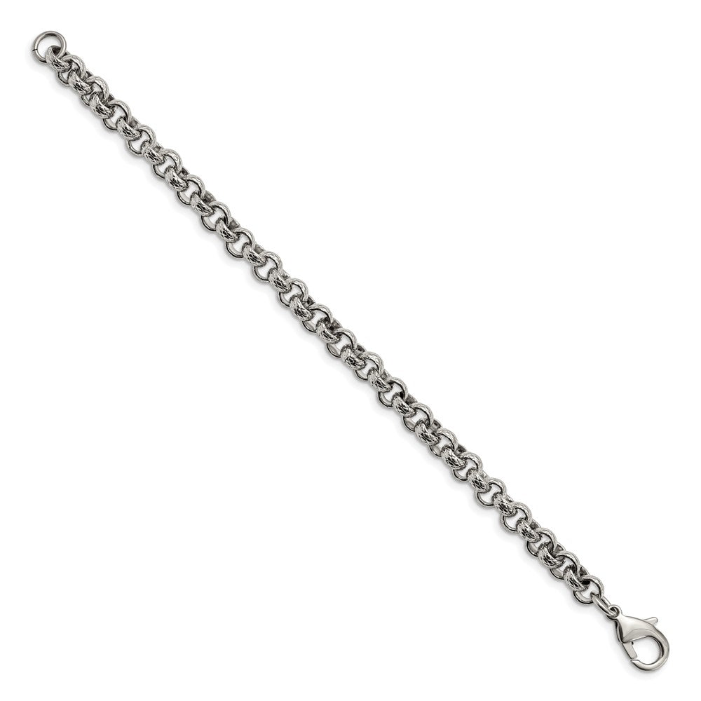 FJC Finejewelers Stainless Steel Rolo Polished and Textured Link Bracelet 8.25 Inches x 7 mm
