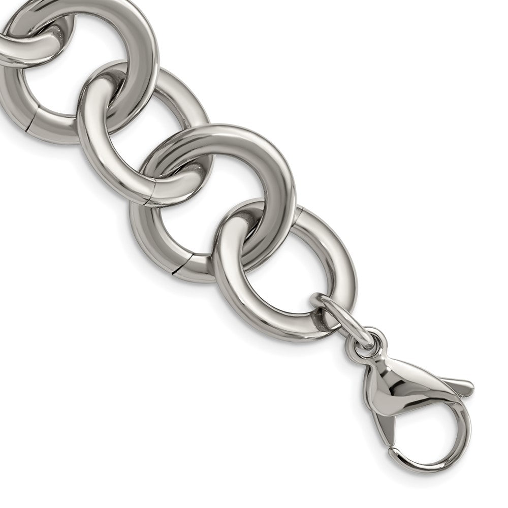FJC Finejewelers Stainless Steel Fancy Circle Link with 1in ext. Bracelet 7.5 Inches x 18 mm