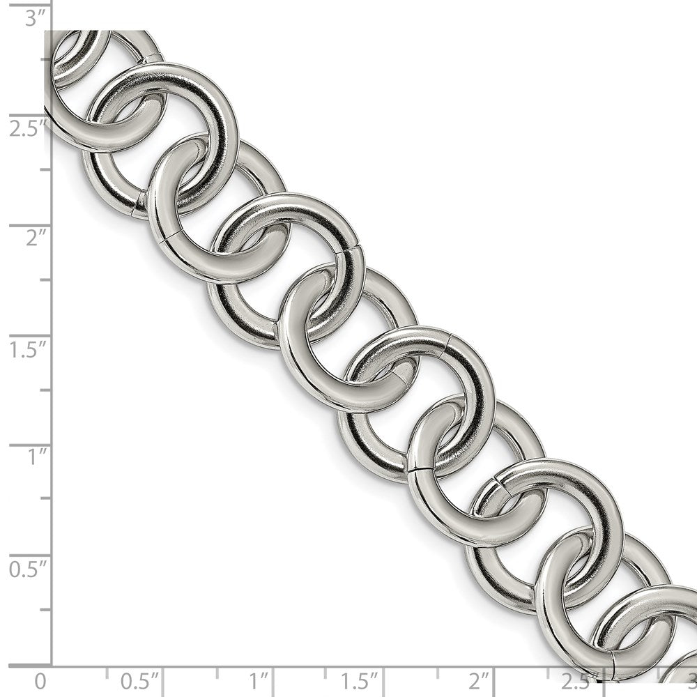 FJC Finejewelers Stainless Steel Fancy Circle Link with 1in ext. Bracelet 7.5 Inches x 18 mm