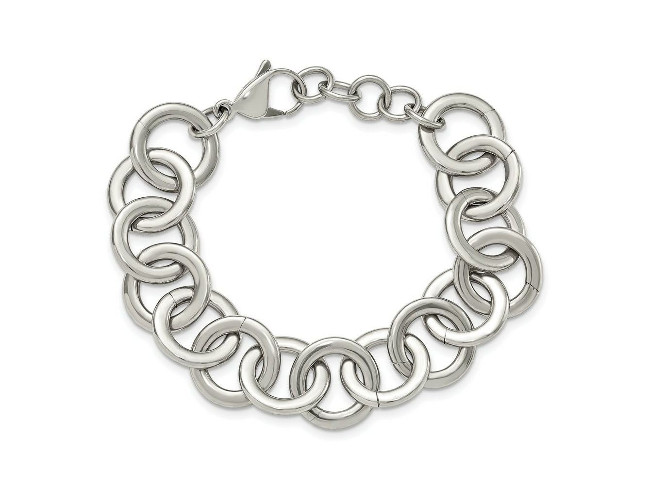 FJC Finejewelers Stainless Steel Fancy Circle Link with 1in ext. Bracelet 7.5 Inches x 18 mm