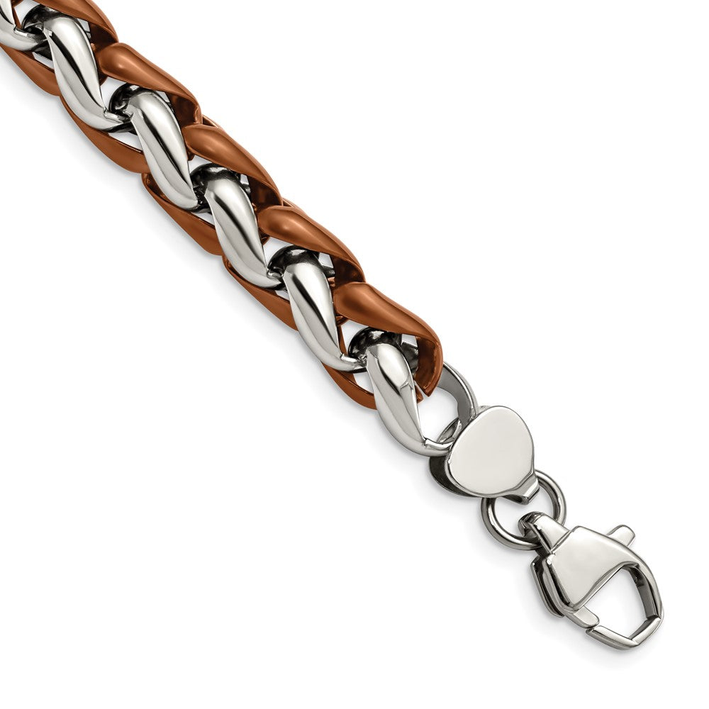FJC Finejewelers Stainless Steel Chain Brown IP-plated Bracelet 8.25 Inches x 10.77 mm