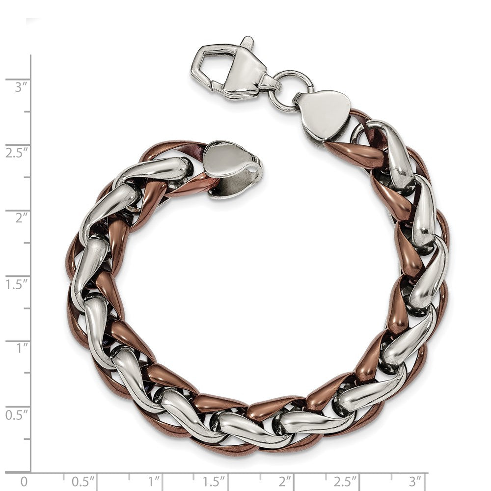FJC Finejewelers Stainless Steel Chain Brown IP-plated Bracelet 8.25 Inches x 10.77 mm