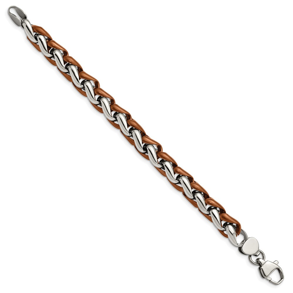 FJC Finejewelers Stainless Steel Chain Brown IP-plated Bracelet 8.25 Inches x 10.77 mm