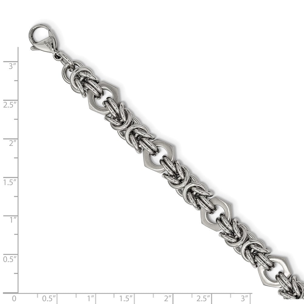 FJC Finejewelers Stainless Steel Fancy Brushed and Polished Bracelet 8.25 Inches x 7.3 mm