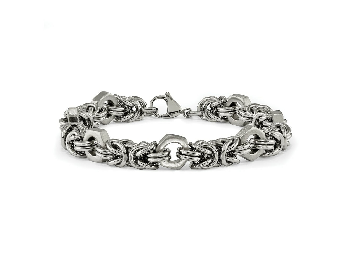 FJC Finejewelers Stainless Steel Fancy Brushed and Polished Bracelet 8.25 Inches x 7.3 mm