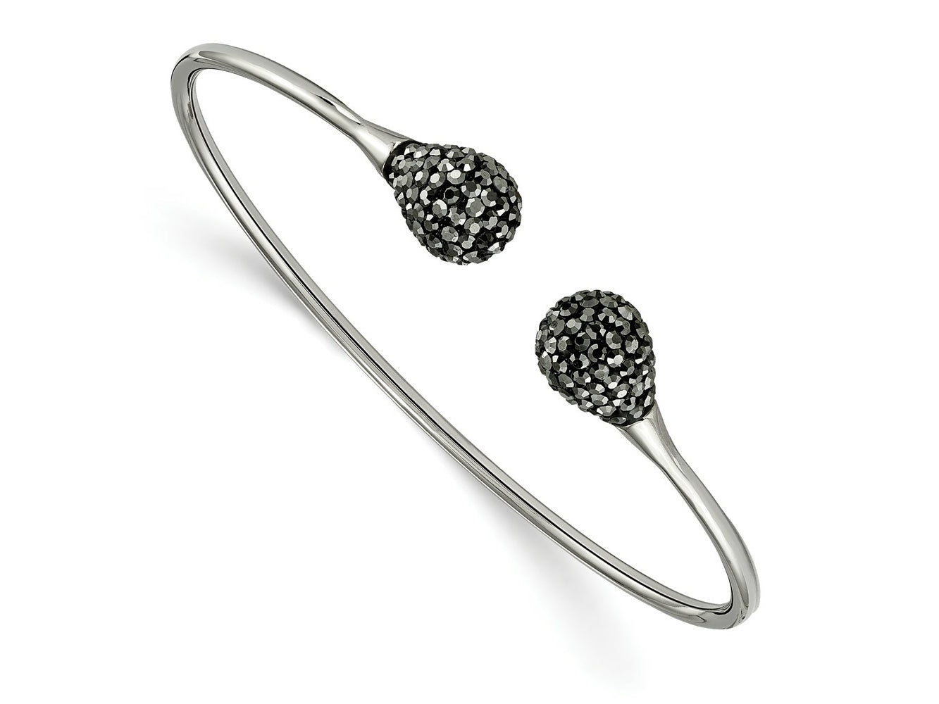 FJC Finejewelers Stainless Steel Polished with Hematite Flexible Cuff Bangle 6.25 Inches x 1.87 mm