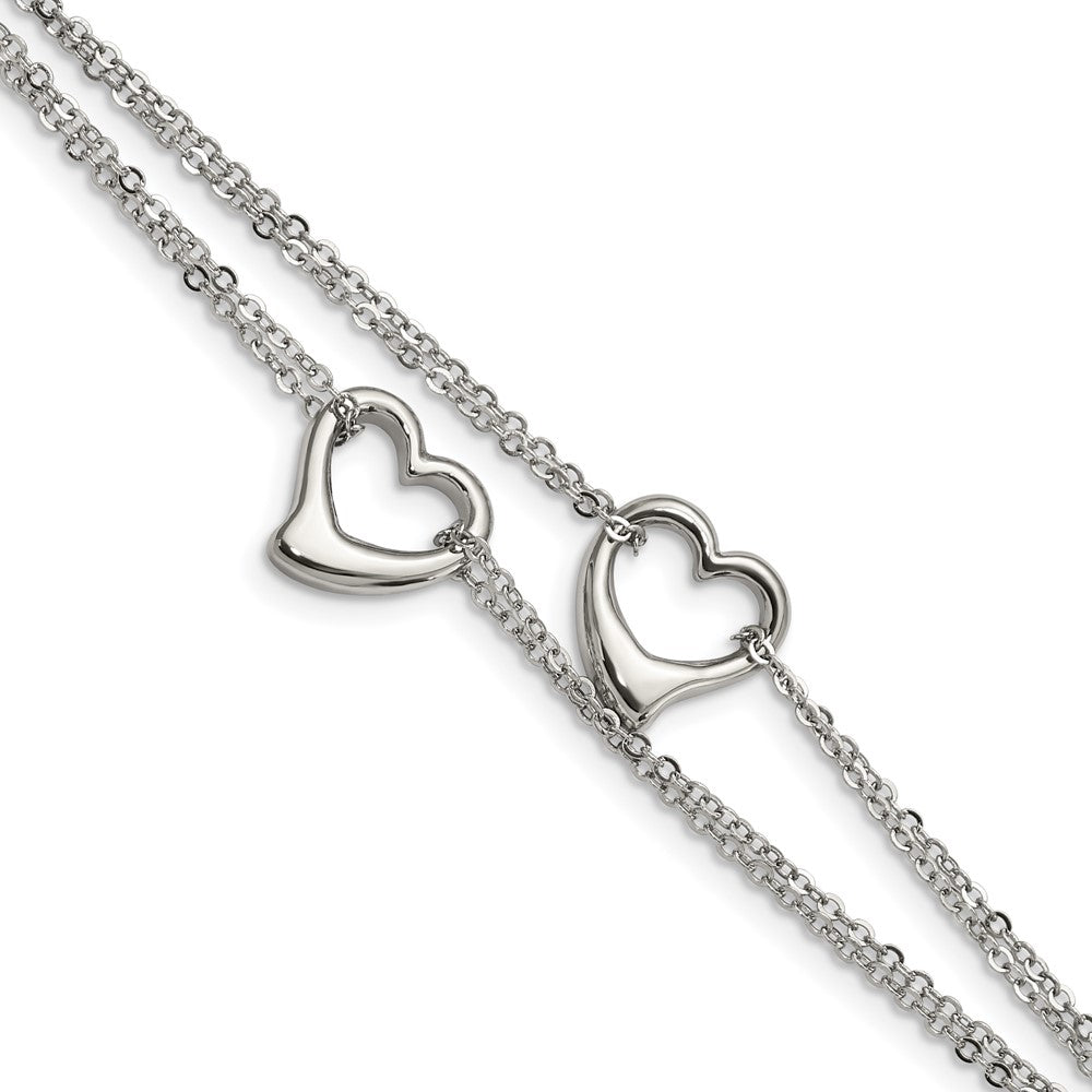 FJC Finejewelers Stainless Steel Cable Polished Cutout Hearts Bracelet 7 Inches
