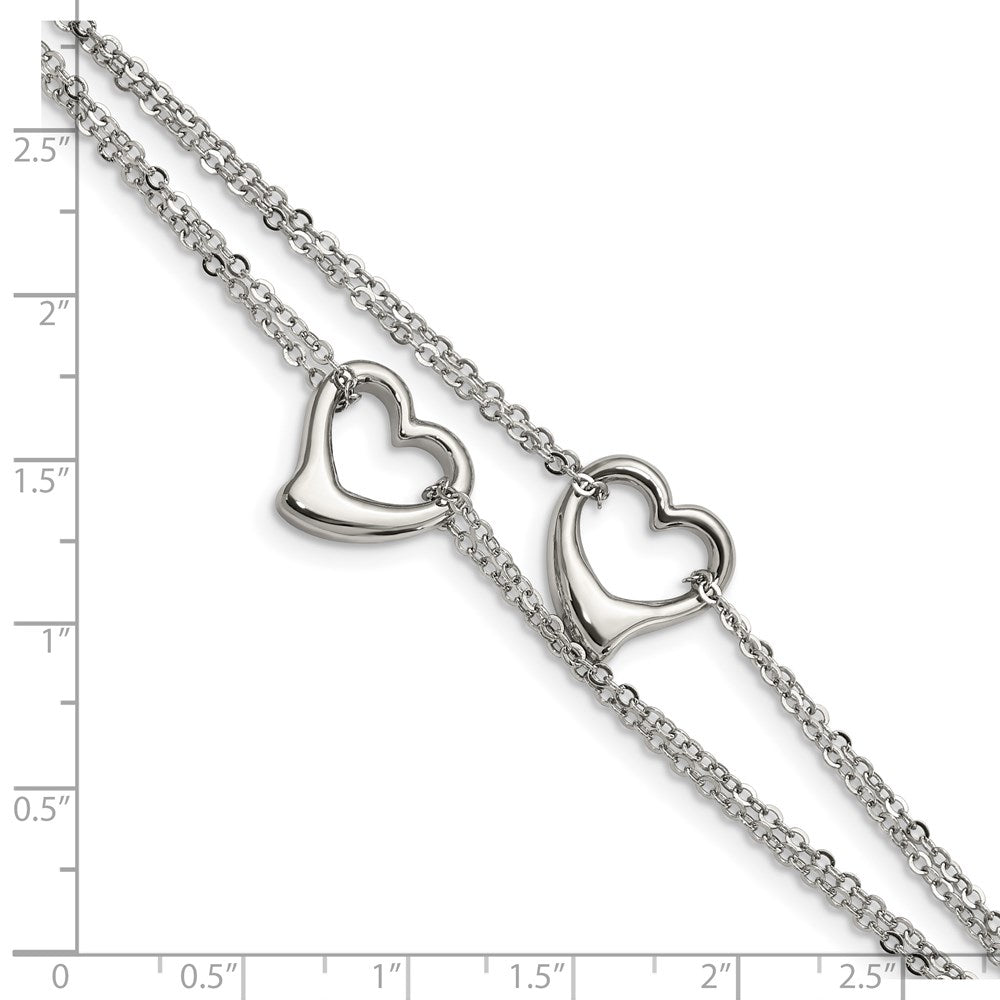 FJC Finejewelers Stainless Steel Cable Polished Cutout Hearts Bracelet 7 Inches