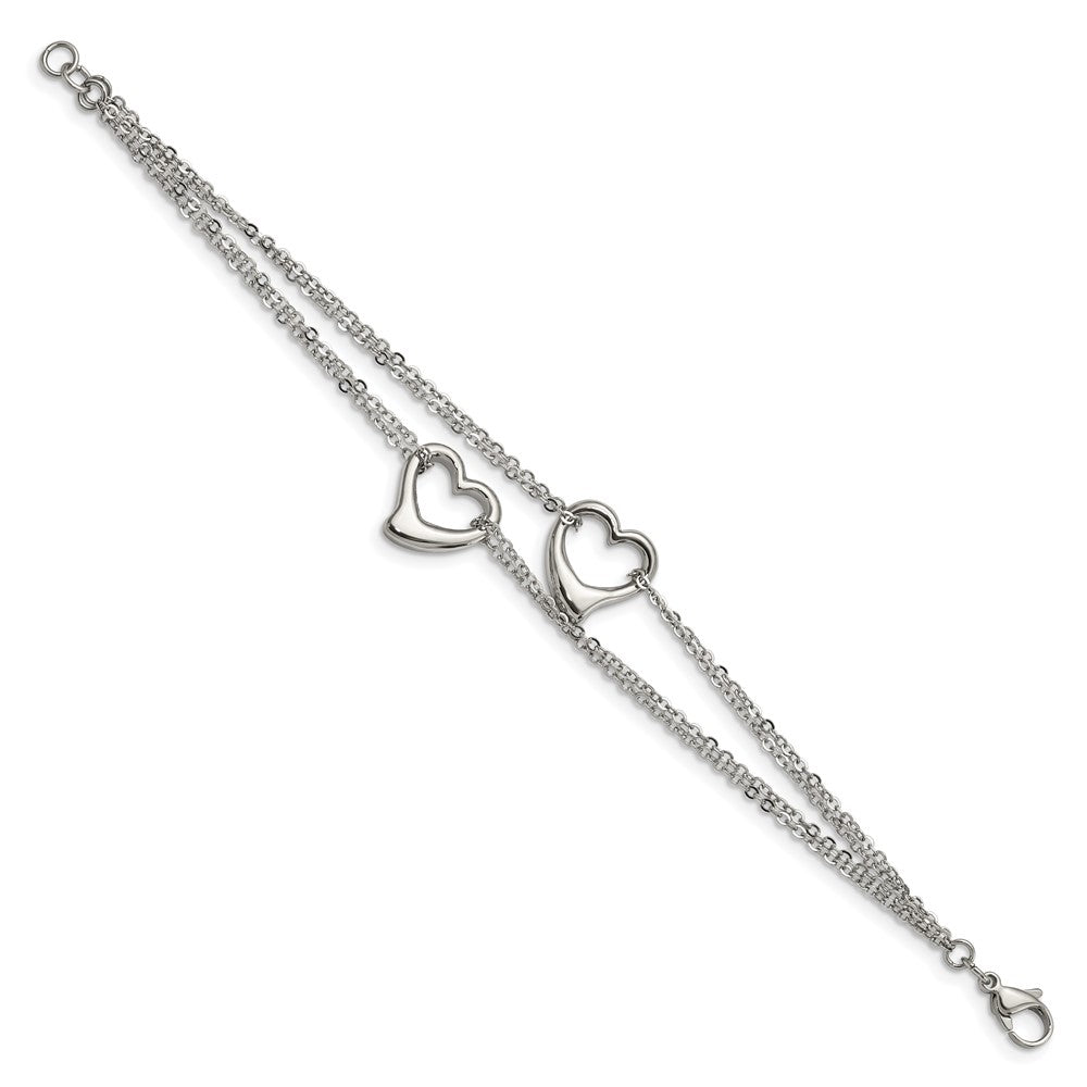 FJC Finejewelers Stainless Steel Cable Polished Cutout Hearts Bracelet 7 Inches