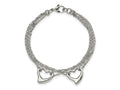 FJC Finejewelers Stainless Steel Cable Polished Cutout Hearts Bracelet 7 Inches