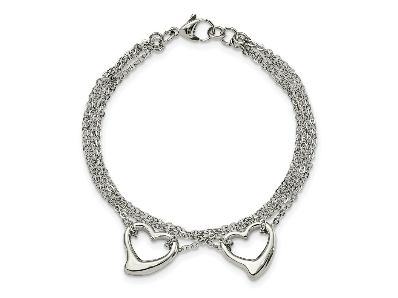FJC Finejewelers Stainless Steel Cable Polished Cutout Hearts Bracelet 7 Inches