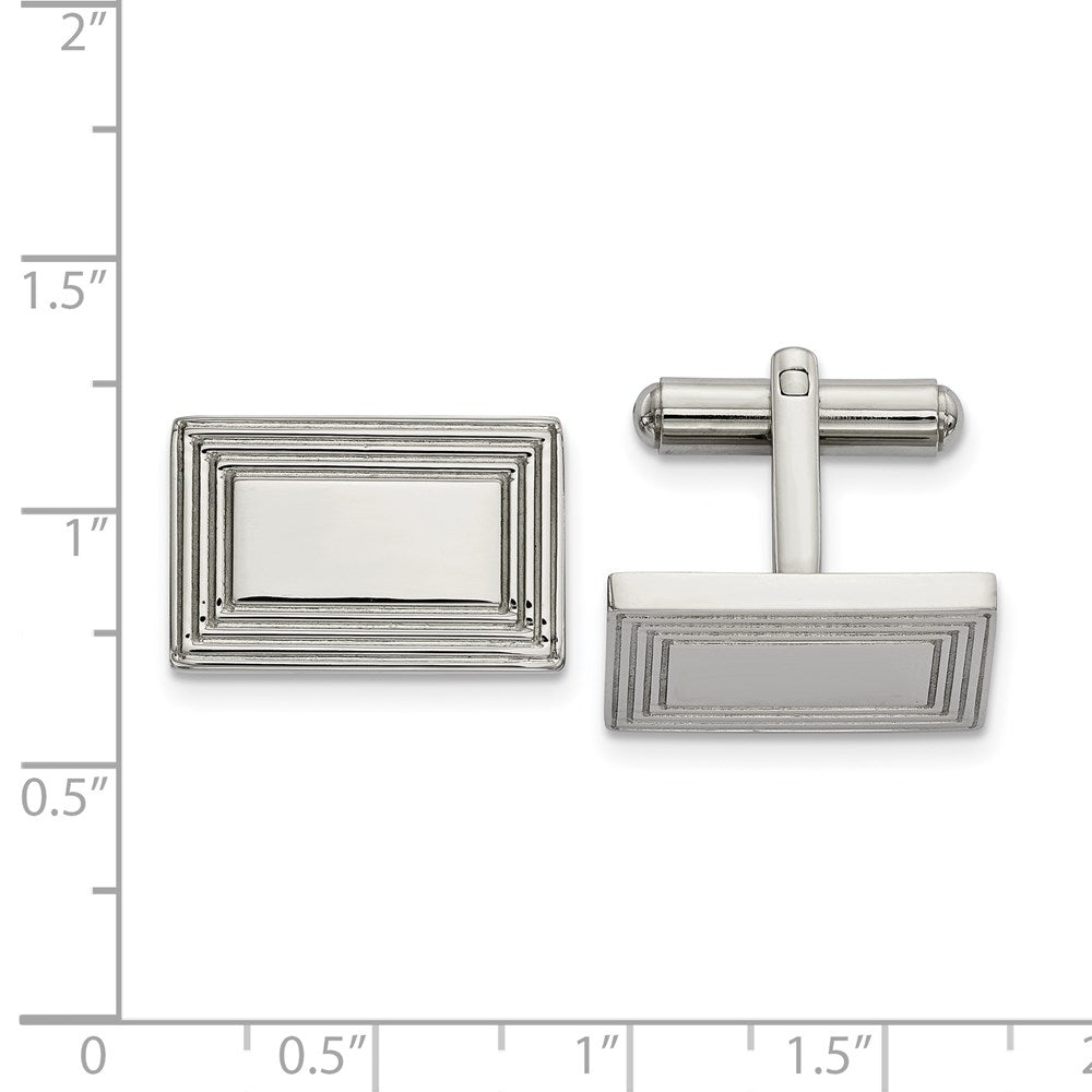 FJC Finejewelers Stainless Steel Polished Rectangle Cufflinks 17 x 17 mm