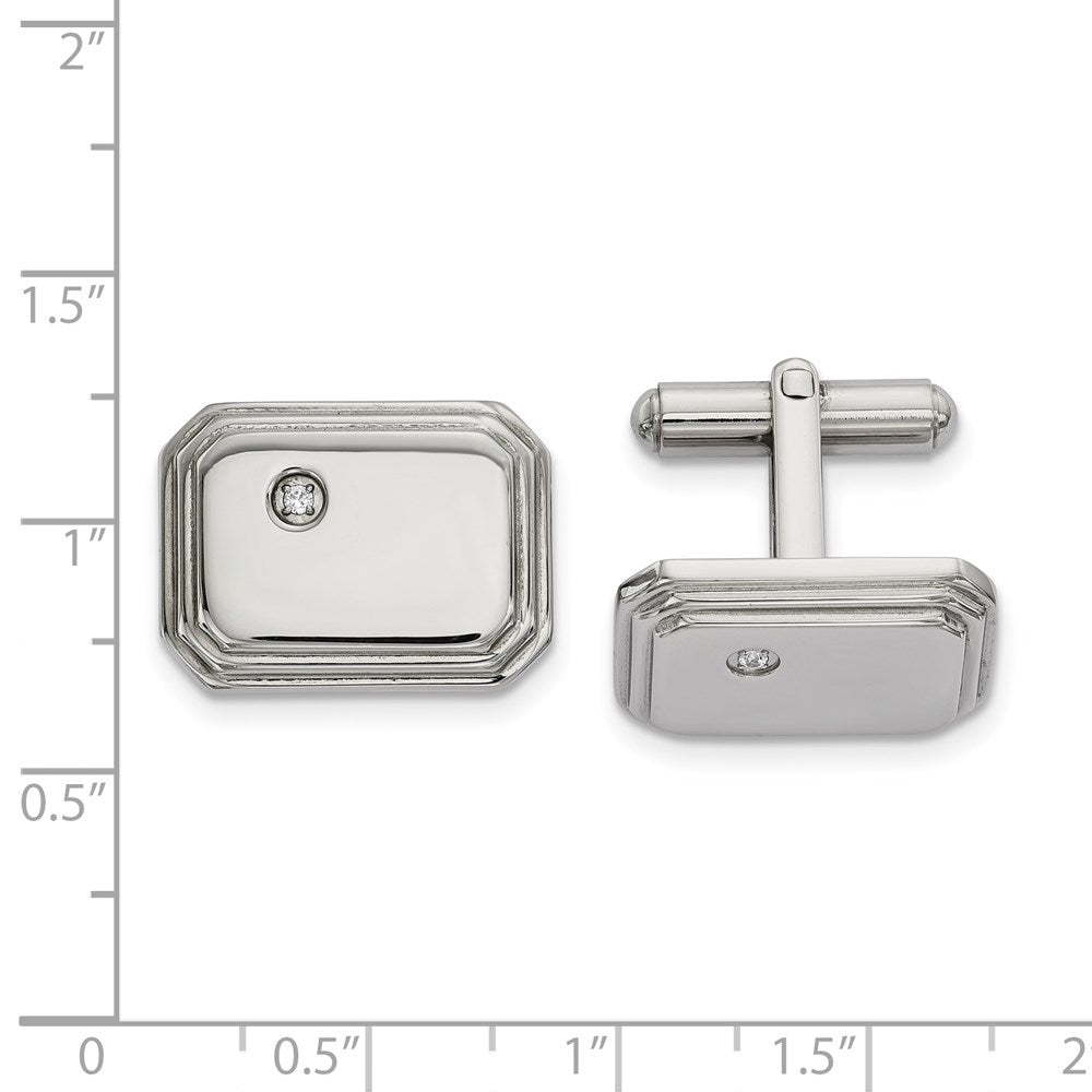 FJC Finejewelers Stainless Steel Polished with CZ Cufflinks 18 x 17 mm