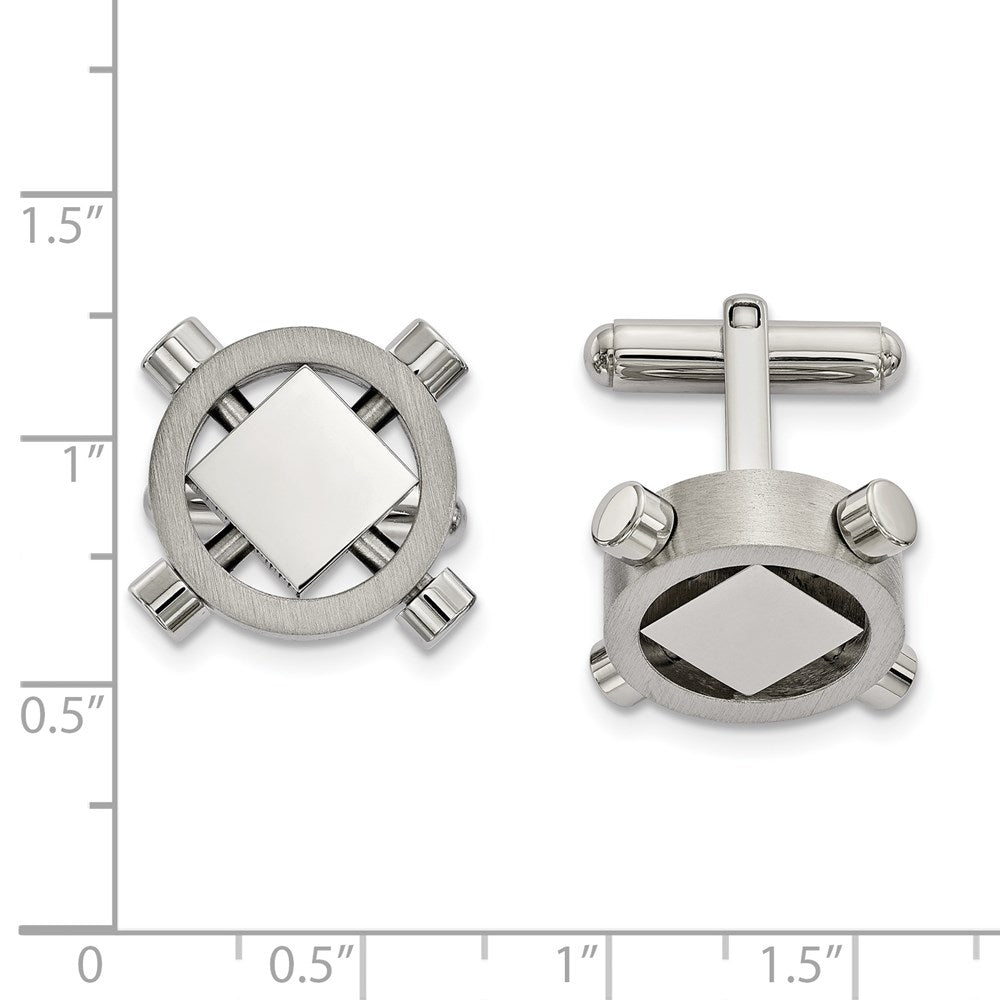FJC Finejewelers Stainless Steel Brushed and Polished Cufflinks 20 x 17 mm