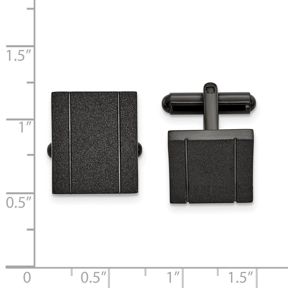FJC Finejewelers Stainless Steel Polished Black IP-plated Laser cut Cufflinks 18 x 17 mm