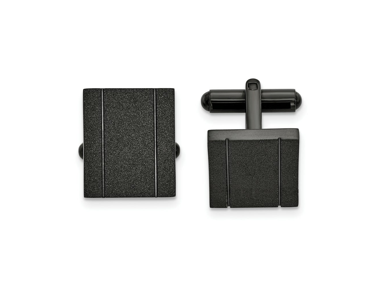 FJC Finejewelers Stainless Steel Polished Black IP-plated Laser cut Cufflinks 18 x 17 mm