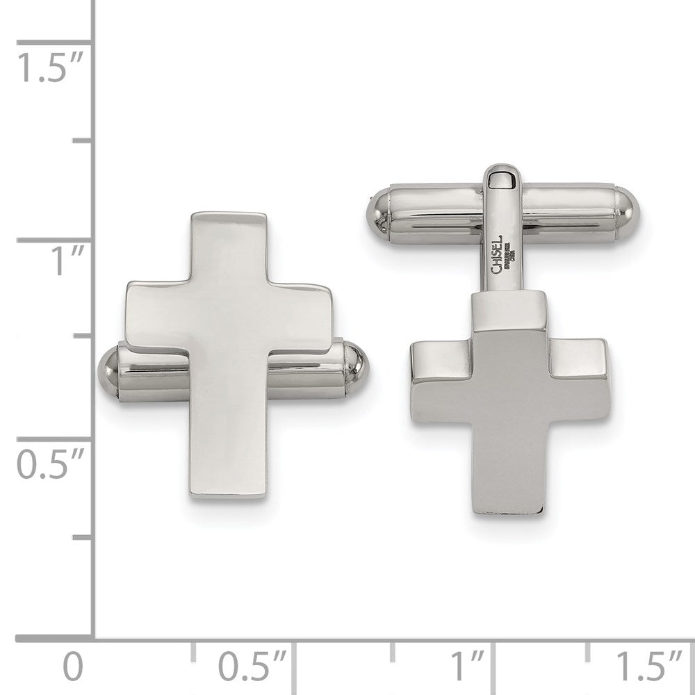 FJC Finejewelers Stainless Steel Polished Cross Cufflinks 13 mm
