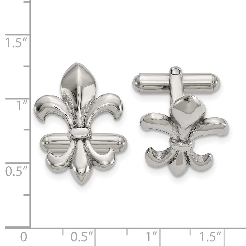 FJC Finejewelers Stainless Steel Polished Fleur de Lis Cufflinks 18 mm