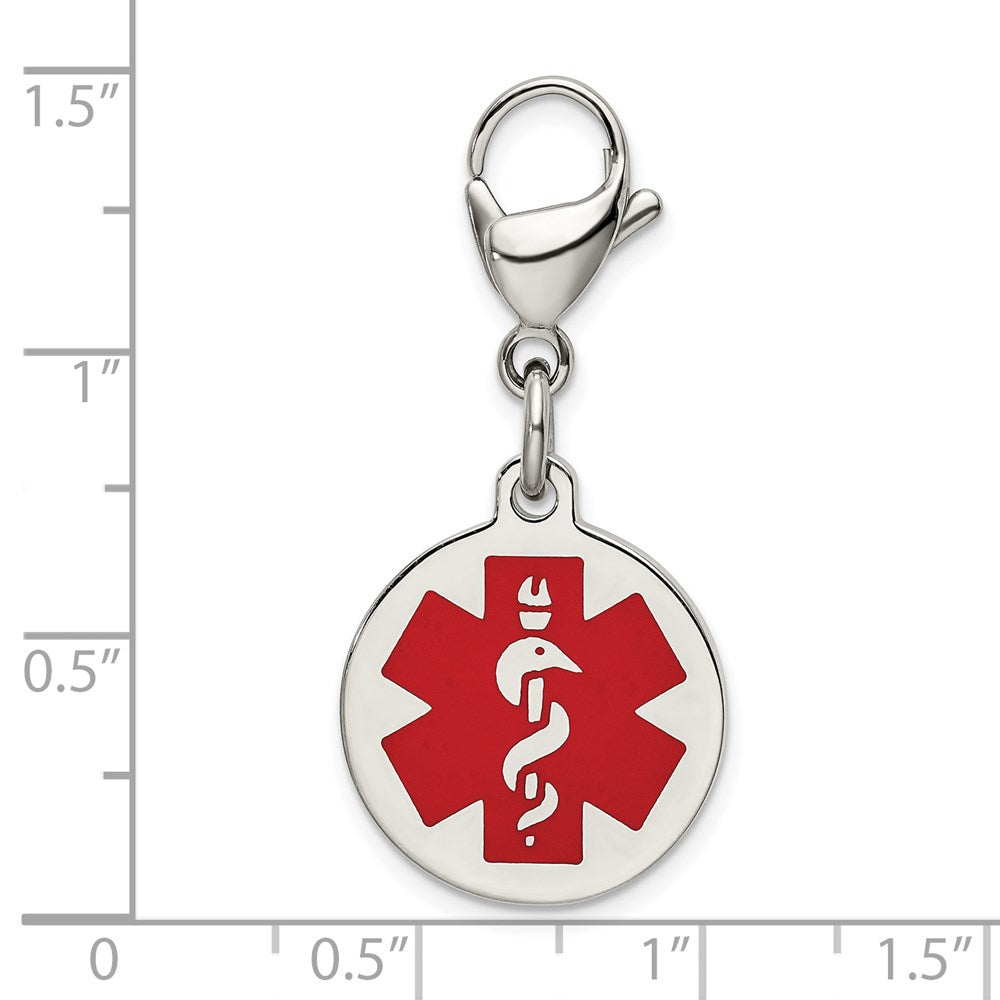 FJC Finejewelers Stainless Steel Polished with Red Enamel Medical ID Charm 35 x 18 mm