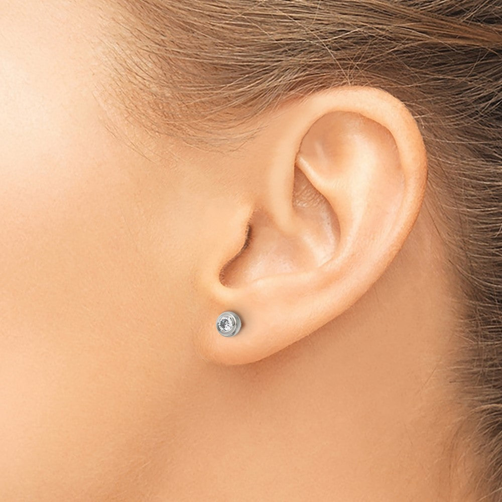 FJC Finejewelers Stainless Steel Polished 3mm Bezel CZ Stud Post Earrings 4 mm x 4 mm
