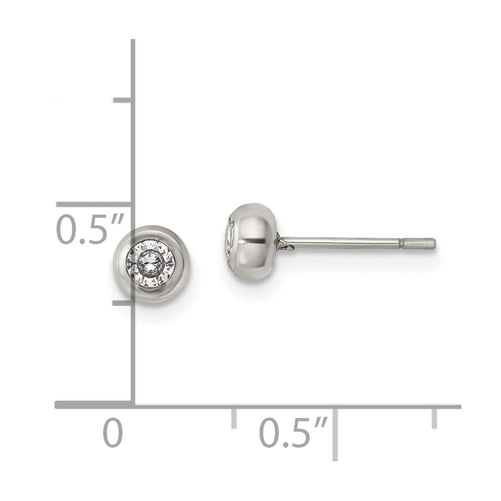 FJC Finejewelers Stainless Steel Polished 3mm Bezel CZ Stud Post Earrings 4 mm x 4 mm