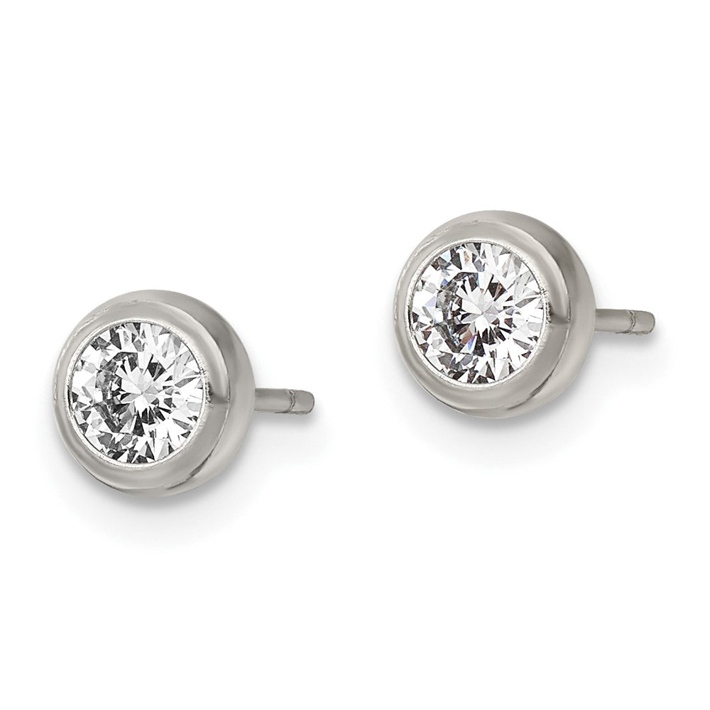 FJC Finejewelers Stainless Steel Polished 4mm Bezel CZ Stud Post Earrings 5 mm x 5 mm