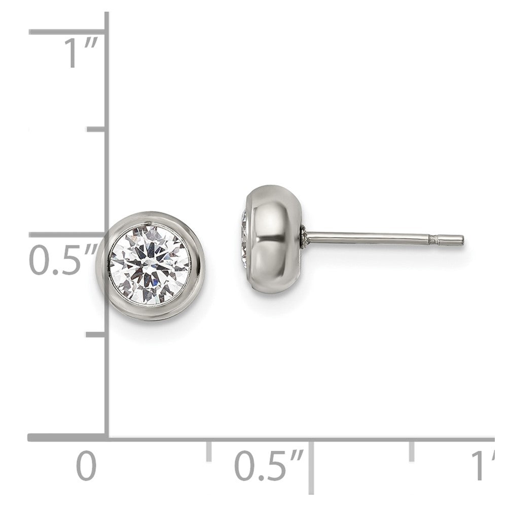 FJC Finejewelers Stainless Steel Polished 5mm Bezel CZ Stud Post Earrings 6 mm x 6 mm