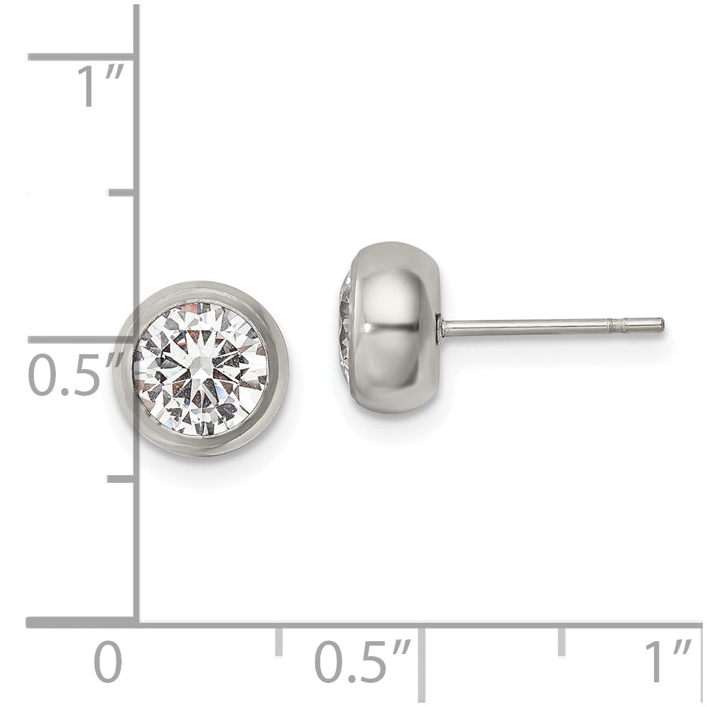 FJC Finejewelers Stainless Steel Polished 6mm Bezel CZ Stud Post Earrings 7 mm x 7 mm