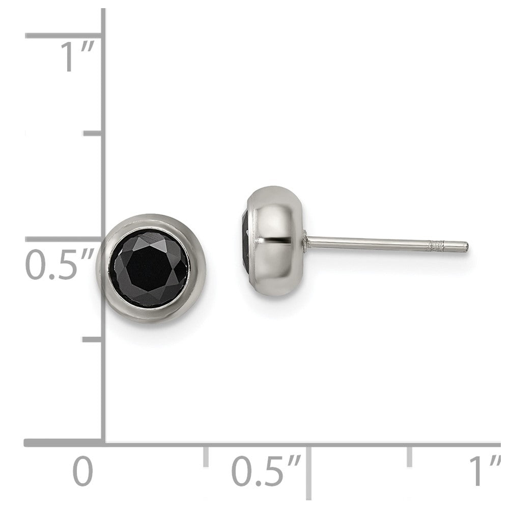 FJC Finejewelers Stainless Steel Polished 5mm Bezel Black CZ Stud Post Earrings 6 mm x 6 mm