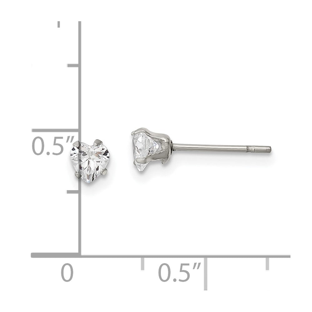 FJC Finejewelers Stainless Steel Polished 4mm Heart CZ Stud Post Earrings 4 mm x 3 mm