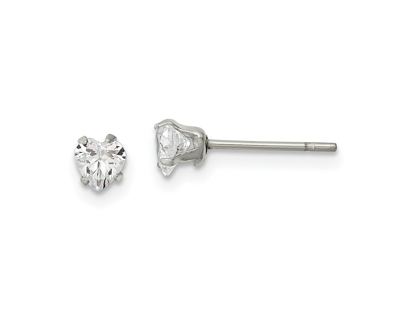 FJC Finejewelers Stainless Steel Polished 4mm Heart CZ Stud Post Earrings 4 mm x 3 mm